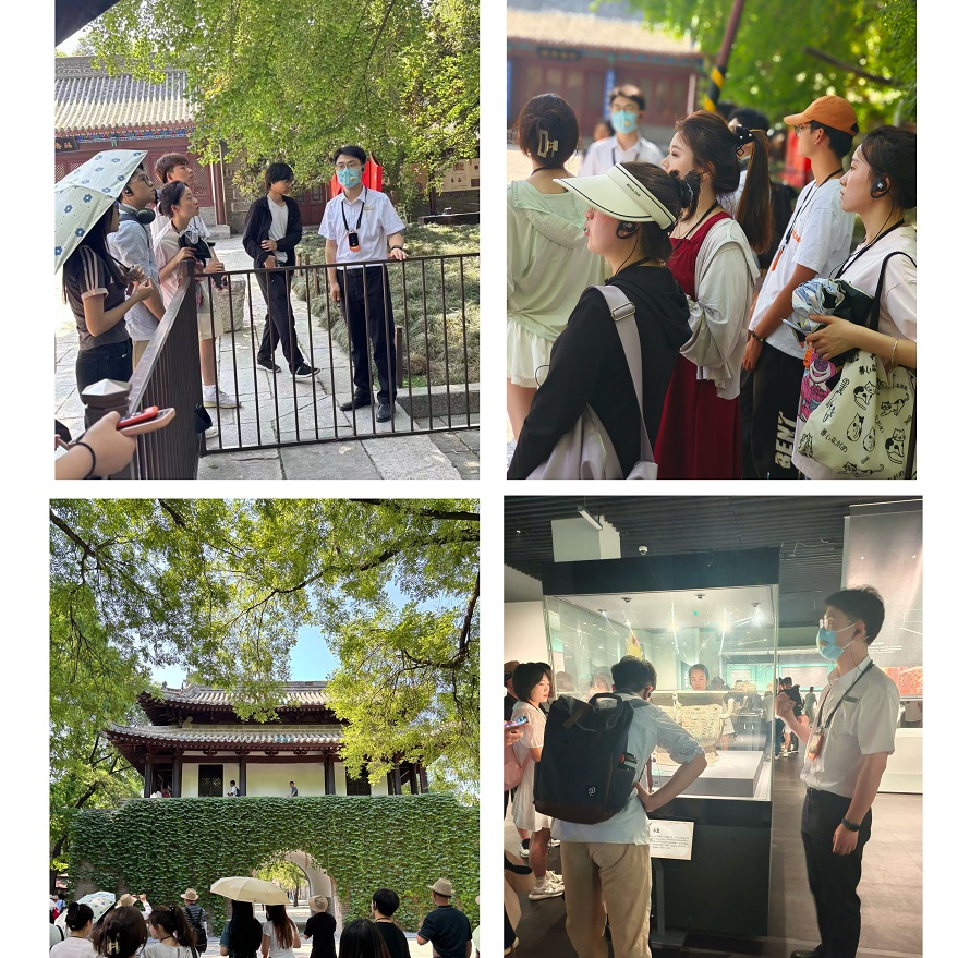 學(xué)生在小雁塔景區(qū)和西安博物院現(xiàn)場學(xué)習(xí)景點講解
